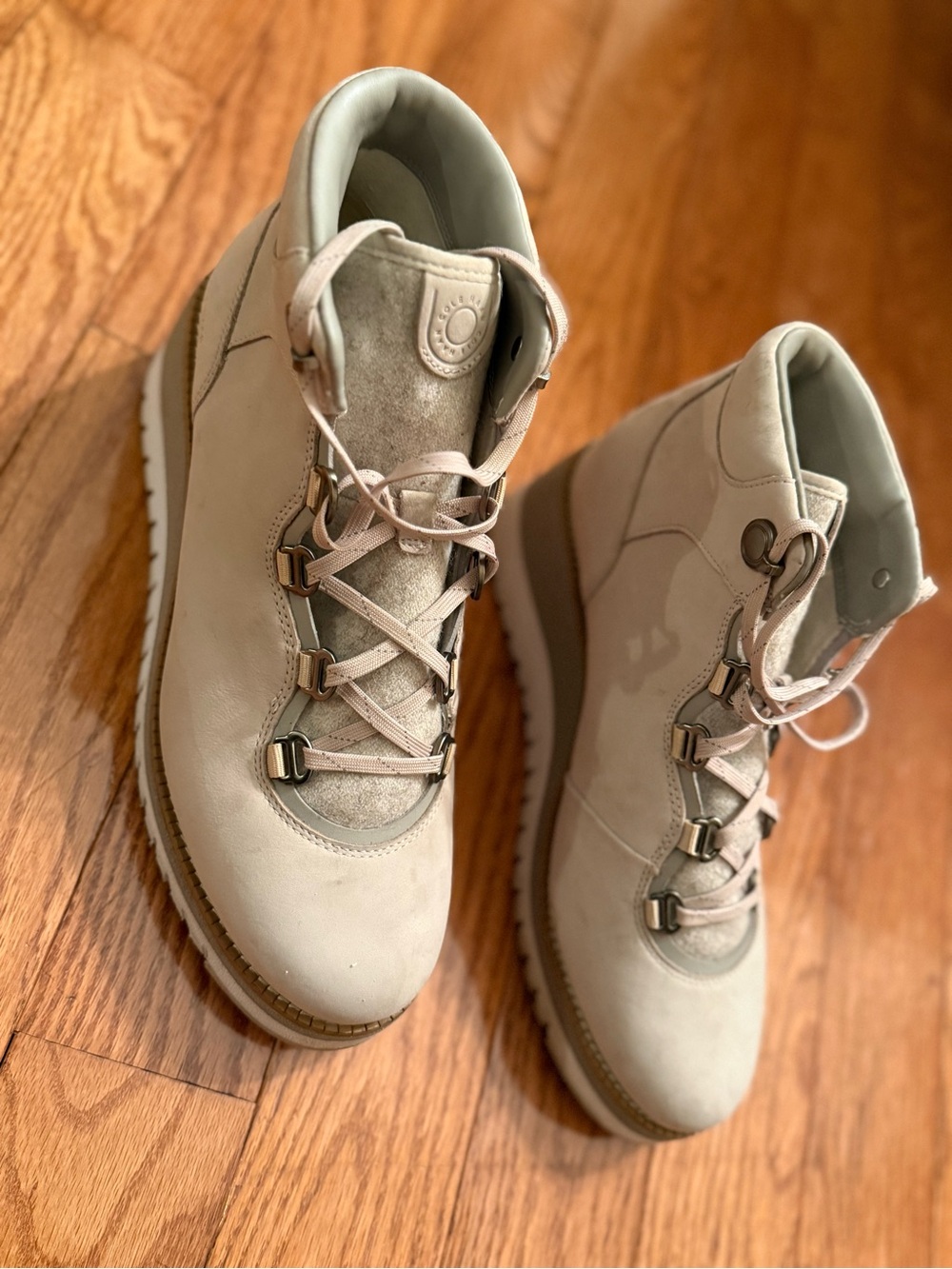 Cole Haan Zerogrand City Lace Up Wedge Boots Women's Size 10 Dove Gray